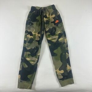 Nike Kids Camo Jogger Pants Sweatpants Size L Orange Logo